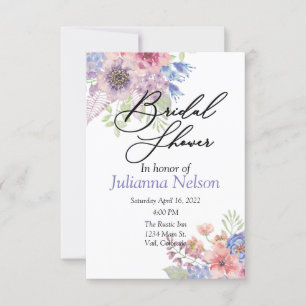 Convite floral cor-de-água rosa e azul