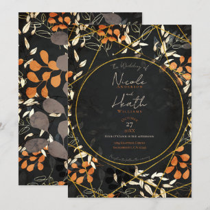 Convite Floral Cor de Outono Ousado Laranja Dourado Casame