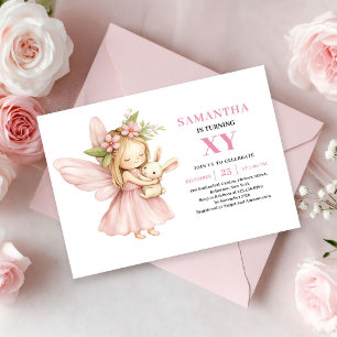 Convite Floral Cor-de-Rosa de Aniversário da Menin