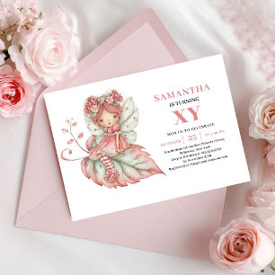 Convite Floral Cor-de-Rosa de Aniversário de Menin