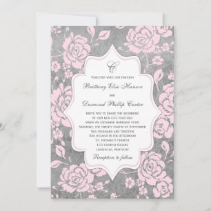 Convite floral cor-de-rosa do casamento tema
