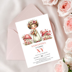 Convite Floral Cor de Rosa para 8º Aniversário da