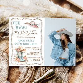 Convite Floral Cowgirl Boots and Hat Birthday Invitation 