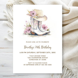 Convite Floral Cowgirl Boots and Hat Birthday Party