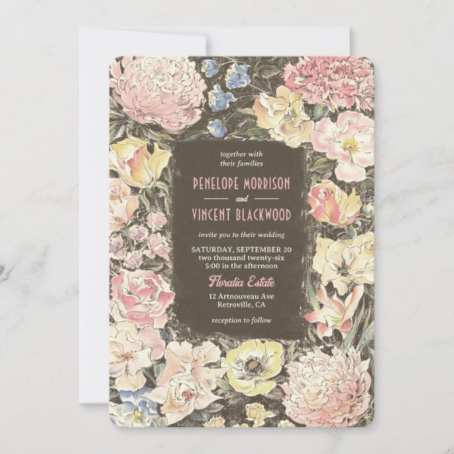 Convite Floral Crayon Art Wedding (Frente)