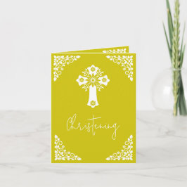 Convite Floral Cruz Batismo Amarelo