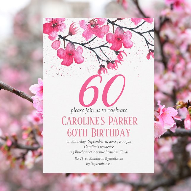 Convite Floral de 60º Aniversário do Blossom 60º Blossom C (Criador carregado)