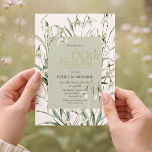 Convite Floral de Aguarela do Galanto para 60º Aniversário