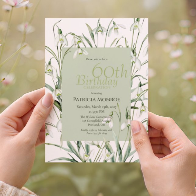 Convite Floral de Aguarela do Galanto para 60º Aniversário (Criador carregado)