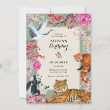 Floral de animais selvagens, de colheita de aquare