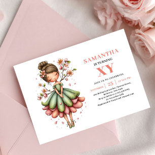 Convite Floral de Aniversário da Menina Fada Angel