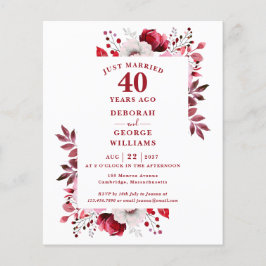 Convite Floral de Aniversário de 40 Anos de Casame