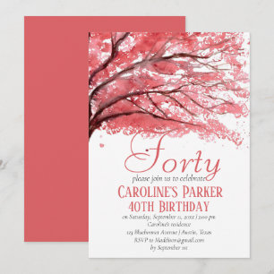 Convite Floral de aniversário de 40 anos do Flor de Flor d