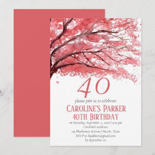 Convite Floral de aniversário de 40 anos do Flor de Flor d