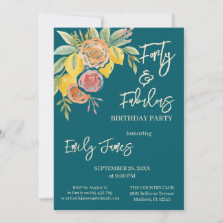 Convite Floral de Aniversário de 40 Anos para Mulh