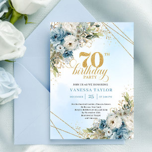 Convite Floral de Aniversário de 70 anos Modern Bo