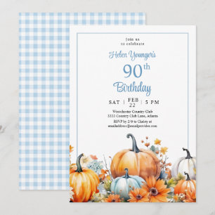 Convite Floral de Aniversário de 90 anos de Abóbora de Out