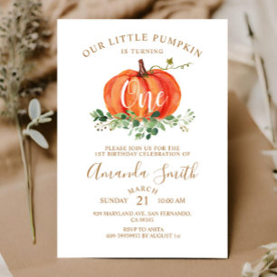 Convite Floral de Aniversário do Abóbora Laranja q