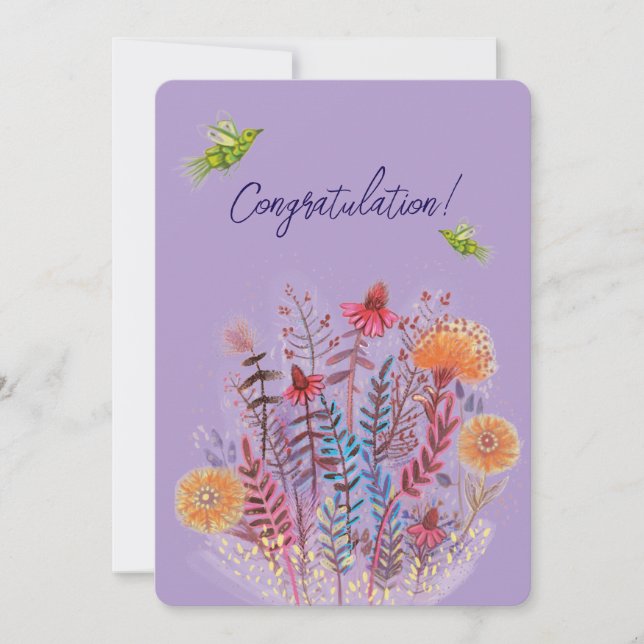 convite floral de aniversário fofo (Frente)