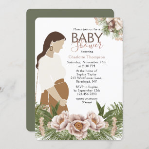 Convite Floral de Aquarela do Chá de fraldas Rosa Esbranqu