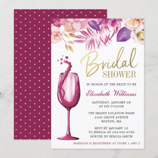 Convite Floral de Aquarela Elegante | Chá de panela de vin