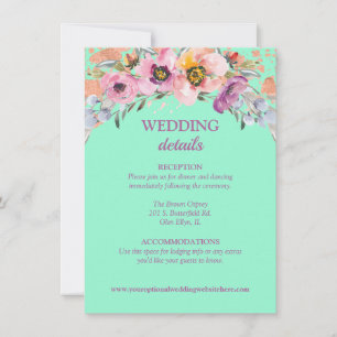 Convite Floral de Aquarela na Recepção de casamento Neo