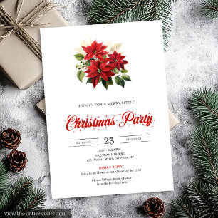 Convite Floral de Aquarela para Natal Clássico