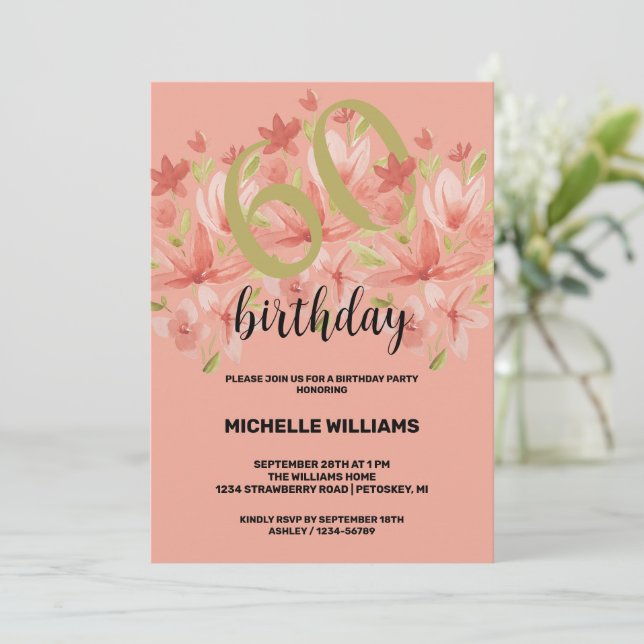 Convite Floral de Aquarela primavera Summer Garden (Em pé/Frente)