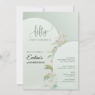 Convite Floral de arco herbáceo esverdeado com folhagem fl