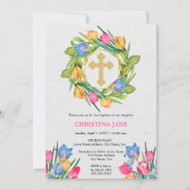 Convite Floral de Batismo Bonito