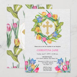 Convite Floral de Batismo Bonito