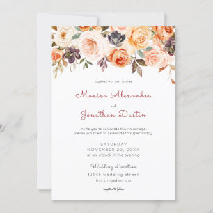 Convite Floral de Blush e Peach