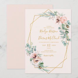 Convite Floral de Blush Elegante | Casamento Casual Pastel