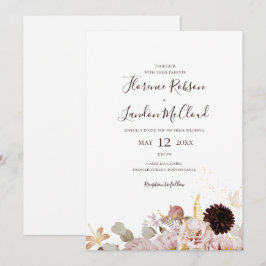 Convite Floral de Blush Moderno | Casamento Casual Simples