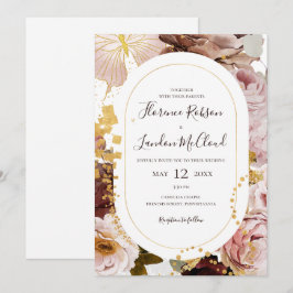 Convite Floral de Blush Moderno | Casamento de Quadros Cas