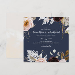 Convite Floral de Blush Moderno | Casamento quadrado Marin