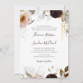 Convite Floral de Blush Moderno | Casamento Tradicional