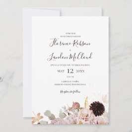 Convite Floral de Blush Moderno | Todos Simples Num Casame