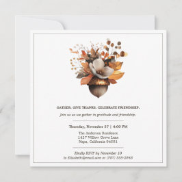 Convite Floral de Bolota Rústica | Jantar de Ação de Graça