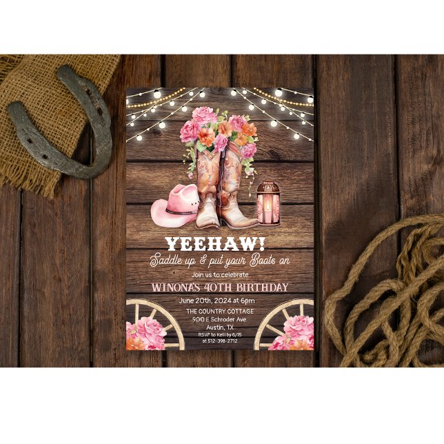 CONVITE FLORAL DE BOTAS DE VAQUEIRA PARA QUALQUER  (Criador carregado)