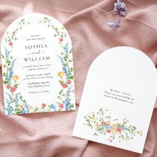 Convite Floral de Campo de Aguarela Casamento Boêmio