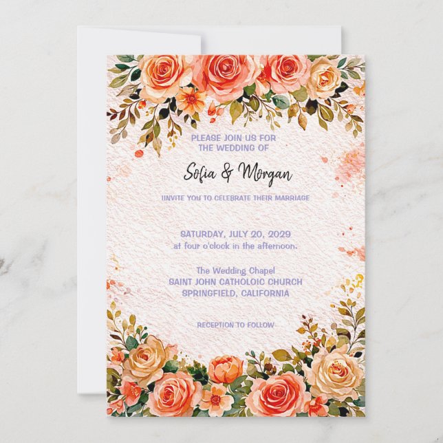 Convite Floral de Casamento (Frente)