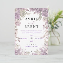 Convite Floral de Casamento de Sonhos de lavanda