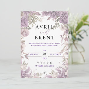 Convite Floral de Casamento de Sonhos de lavanda