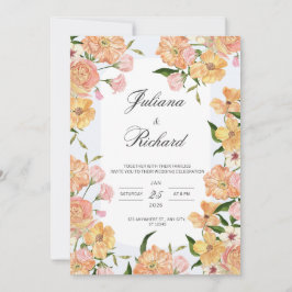 Convite Floral de Casamento Elegante Vintage