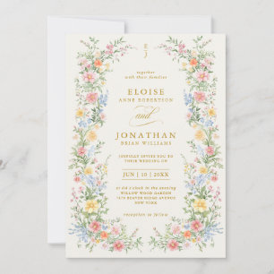 Convite Floral de Casamento Jardim da Primavera Ornado Pas