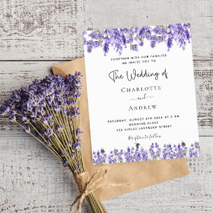 Convite floral de casamento lilás violeta orçament