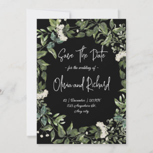 Convite Floral de casamento negro Lily Salve a Data