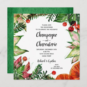 Convite Floral de Charcuterie de Natal Elegante