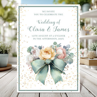 Convite Floral de cor d'água elegante com casamento de arc